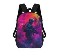 sinyumoney 3D Printed Kids School Backpack Soldier Smoke Children School Bag Travel Rucksacks Fashion Book Bags Large Capacity Backpack 17inch