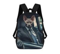 sinyumoney 3D Printed Kids School Backpack Sphynx in Suit Backpacks Fashion Casual Children Backpacks Outdoor Casual Daypack Cute Travel Bags 17inch