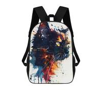 sinyumoney 3D Printed Kids School Backpack Splash Watercolor Cat Children School Bag Travel Rucksacks Fashion Book Bags Large Capacity Backpack 17inch