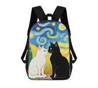 sinyumoney 3D Printed Kids School Backpack Starry Night Cats Children School Bag Travel Rucksacks Fashion Book Bags Large Capacity Backpack 17inch