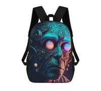 sinyumoney 3D Printed Kids School Backpack Steampunk Alien Portrait Backpacks Fashion Casual Children Backpacks Outdoor Casual Daypack Cute Travel Bags 17inch
