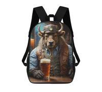 sinyumoney 3D Printed Kids School Backpack Steampunk Beer Buffalo Backpacks Fashion Casual Children Backpacks Outdoor Casual Daypack Cute Travel Bags 17inch
