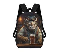 sinyumoney 3D Printed Kids School Backpack Steampunk Craft Beer Rhino Backpacks Fashion Casual Children Backpacks Outdoor Casual Daypack Cute Travel Bags 17inch