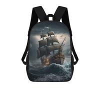 sinyumoney 3D Printed Kids School Backpack Stormy Sailing Adventure -1 Backpacks Fashion Casual Children Backpacks Outdoor Casual Daypack Cute Travel Bags 17inch