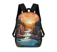 sinyumoney 3D Printed Kids School Backpack Sunset Waterfall Landscape Children School Bag Travel Rucksacks Fashion Book Bags Large Capacity Backpack 17inch
