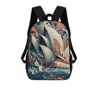 sinyumoney 3D Printed Kids School Backpack Sydney Opera House 2 Children School Bag Travel Rucksacks Fashion Book Bags Large Capacity Backpack 17inch