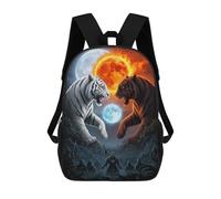 sinyumoney 3D Printed Kids School Backpack Tiger Confrontation Orange Children School Bag Travel Rucksacks Fashion Book Bags Large Capacity Backpack 17inch