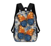 sinyumoney 3D Printed Kids School Backpack Two Butterflies on Floral Tile Background Backpacks Fashion Casual Children Backpacks Outdoor Casual Daypack Cute Travel Bags 17inch