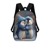 sinyumoney 3D Printed Kids School Backpack Two Cute Penguins Hugging in Winter Backpacks Fashion Casual Children Backpacks Outdoor Casual Daypack Cute Travel Bags 17inch