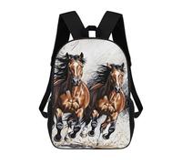 sinyumoney 3D Printed Kids School Backpack Two Horses Running Backpacks Fashion Casual Children Backpacks Outdoor Casual Daypack Cute Travel Bags 17inch