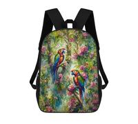 sinyumoney 3D Printed Kids School Backpack Two Parrots in Jungle Children School Bag Travel Rucksacks Fashion Book Bags Large Capacity Backpack 17inch