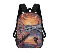 sinyumoney 3D Printed Kids School Backpack Venice Sunset Gondola Children School Bag Travel Rucksacks Fashion Book Bags Large Capacity Backpack 17inch