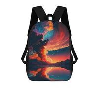 sinyumoney 3D Printed Kids School Backpack Volcanic Sky Reflections Children School Bag Travel Rucksacks Fashion Book Bags Large Capacity Backpack 17inch