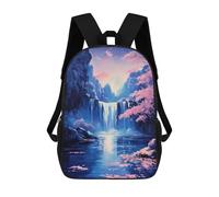 sinyumoney 3D Printed Kids School Backpack Waterfall Serenity Cherry Blossom Nature Children School Bag Travel Rucksacks Fashion Book Bags Large Capacity Backpack 17inch