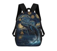 sinyumoney 3D Printed Kids School Backpack Whale Under Starry Night Backpacks Fashion Casual Children Backpacks Outdoor Casual Daypack Cute Travel Bags 17inch