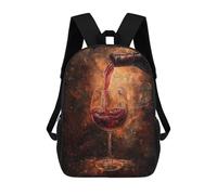 sinyumoney 3D Printed Kids School Backpack Wine Pouring Into Glass Painting Children School Bag Travel Rucksacks Fashion Book Bags Large Capacity Backpack 17inch