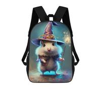 sinyumoney 3D Printed Kids School Backpack Wizard Hamster Backpacks Fashion Casual Children Backpacks Outdoor Casual Daypack Cute Travel Bags 17inch