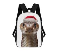 sinyumoney 3D Printed King Cobra with Santa Hat School Book Bags Fashion Kids Large Capacity Backpack Children School Bag Travel Rucksacks 17inch