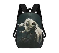 sinyumoney 3D Printed King White Lion School Backpack Book 17inch Bags Fashion Backpacks Large Capacity Backpack Children Travel Rucksacks