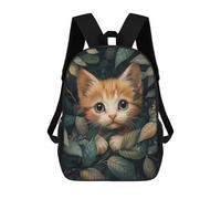 sinyumoney 3D Printed Kitten Hiding In Leaves School Book Bags Fashion Kids Large Capacity Backpack Children School Bag Travel Rucksacks 17inch