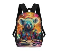 sinyumoney 3D Printed Koala DJ in Colorful Lights School Backpack With Big Pockets for Kids Children's Backpacks Boy Girl Book Bags Kids School Bag 17inch