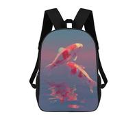 sinyumoney 3D Printed Koi Fish in Pink And Blue Water School Bag Boys Girls Children's School Backpack Casual Fashion Backpack for in School Or Travel 17inch