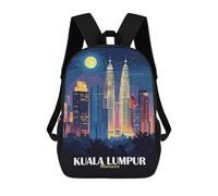 sinyumoney 3D Printed Kuala Lumpur Cityscape at Night Children Backpacks Kids Cute School Backpack Outdoor Casual Daypack for Boys Middle School Students 17inch