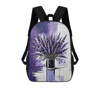 sinyumoney 3D Printed Lavender Bouquet in Jar Painting Children Backpacks Kids Cute School Backpack Outdoor Casual Daypack for Boys Middle School Students 17inch
