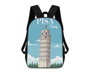 sinyumoney 3D Printed Leaning Tower of Pisa School Book Bags Fashion Kids Large Capacity Backpack Children School Bag Travel Rucksacks 17inch