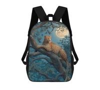 sinyumoney 3D Printed Leopard Moonlit Tree Rest -1 School Backpack for Kids Children's 17inch Backpacks Boy Girl Book Bags Kids School Bag