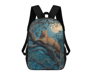 sinyumoney 3D Printed Leopard Moonlit Tree Rest -1 School Backpack for Kids Children's 17inch Backpacks Boy Girl Book Bags Kids School Bag