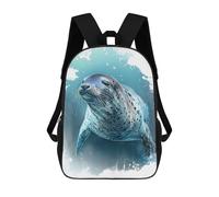 sinyumoney 3D Printed Leopard Seal Watercolor School Backpack With Big Pockets for Kids, Children's Backpacks Book Bags Kids School Bag 17inch