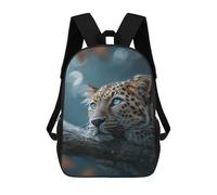 sinyumoney 3D Printed Leopard with Blue Eyes on Branch School Backpack for Kids Children's 17inch Backpacks Boy Girl Book Bags Kids School Bag