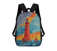 sinyumoney 3D Printed Lighthouse Ocean Waves Sunset Children's 17inch School Backpack for Kids High Capacity Travel Rucksacks Fashion Book Bags Kids School Bag