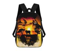 sinyumoney 3D Printed Lion Sunset Silhouette School Book Bags Fashion Kids Large Capacity Backpack Children School Bag Travel Rucksacks 17inch