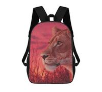 sinyumoney 3D Printed Lioness Sunset Majesty Children School Backpack Fashion Rucksack Casual Travel 17inch Backpacks Large Capacity Daypack for Boys Girls