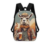 sinyumoney 3D Printed Llama Drinking A Beer School Backpack Book 17inch Bags Fashion Backpacks Large Capacity Backpack Children Travel Rucksacks
