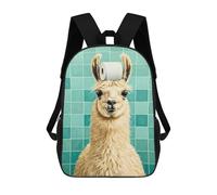 sinyumoney 3D Printed Llama with Toilet Paper on Head Children Backpacks Kids Cute School Backpack Outdoor Casual Daypack for Boys Middle School Students 17inch