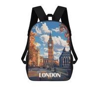 sinyumoney 3D Printed London Big Ben Illustration Children Backpacks Kids Cute School Backpack Outdoor Casual Daypack for Boys Middle School Students 17inch