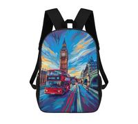 sinyumoney 3D Printed London Cityscape with Big Ben Children School Backpack Fashion Rucksack Casual Travel 17inch Backpacks Large Capacity Daypack for Boys Girls