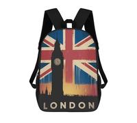 sinyumoney 3D Printed London Skyline School Bag Boys Girls Children's 17inch Backpack School Backpack Casual Fashion Backpack for in School Or Travel