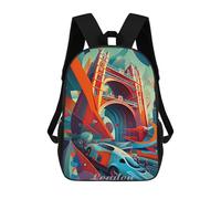 sinyumoney 3D Printed London Tower Bridge 3 School Backpack for Kids Children's 17inch Backpacks Boy Girl Book Bags Kids School Bag