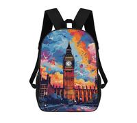sinyumoney 3D Printed London's Vibrant Skyline -2 Children's 17inch School Backpack for Kids High Capacity Travel Rucksacks Fashion Book Bags Kids School Bag