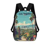sinyumoney 3D Printed Los Angeles Cityscape Children Backpacks Kids Cute School Backpack Outdoor Casual Daypack for Boys Middle School Students 17inch