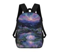 sinyumoney 3D Printed Lotus Flower in A Magical Landscape Children's 17inch School Backpack for Kids High Capacity Travel Rucksacks Fashion Book Bags Kids School Bag