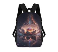 sinyumoney 3D Printed Lotus Flower in Space School Backpack for Kids Children's 17inch Backpacks Boy Girl Book Bags Kids School Bag