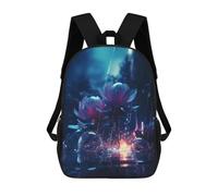 sinyumoney 3D Printed Lotus Flower Neon Artwork School Bag Boys Girls Children's School Backpack Casual Fashion Backpack for in School Or Travel 17inch