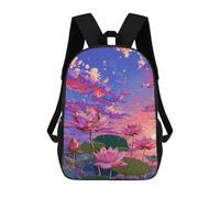 sinyumoney 3D Printed Lotus Flowers Sunset Sky-1 Children School Backpack Fashion Rucksack Casual Travel 17inch Backpacks Large Capacity Daypack for Boys Girls