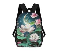 sinyumoney 3D Printed Lotus Moon Reflections -1 School Backpack With Big Pockets for Kids Children's Backpacks Boy Girl Book Bags Kids School Bag 17inch