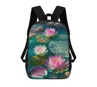 sinyumoney 3D Printed Lotus Pond Reflections School Backpack With Big Pockets for Kids, Children's Backpacks Book Bags Kids School Bag 17inch